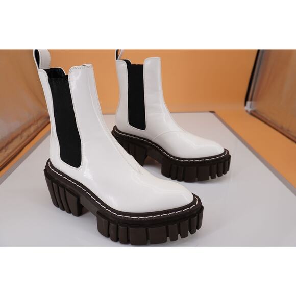 Stella McCartney Emilie Lug Wood Platform Chelsea Boot SZ 35 New White - Picture 6 of 11